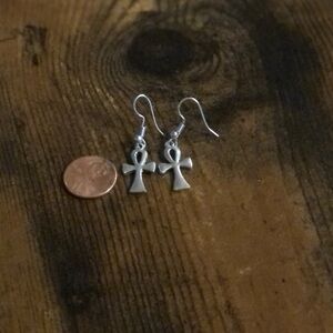Silver Ankh Earrings